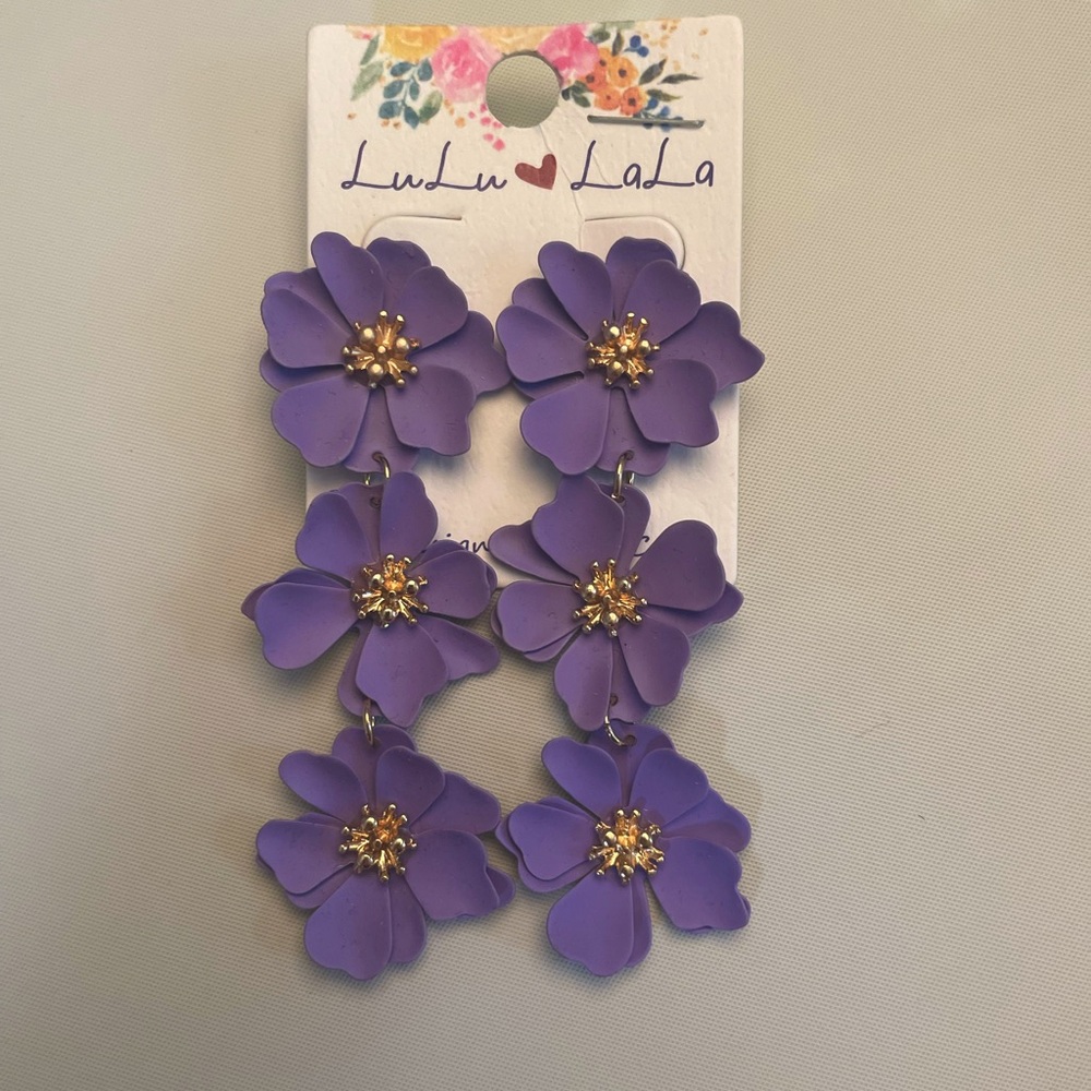 Lulu Lala Purple Floral Earrings